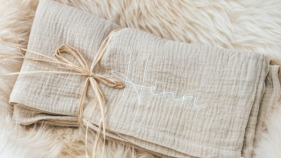 Personalisierte Geschenke Baby, Babydecke_creme