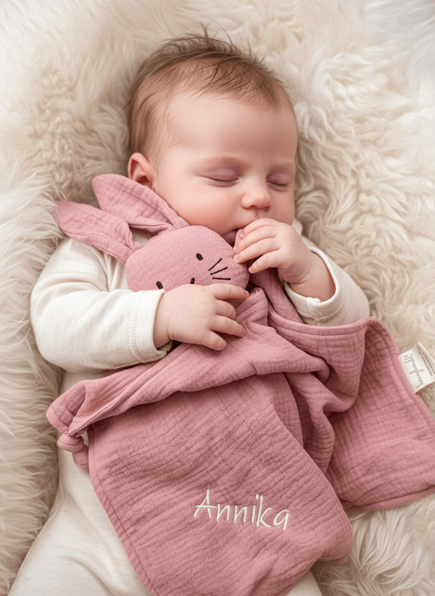 Schnuffeltuch - Schnuffelhase rose mit personalisierung
