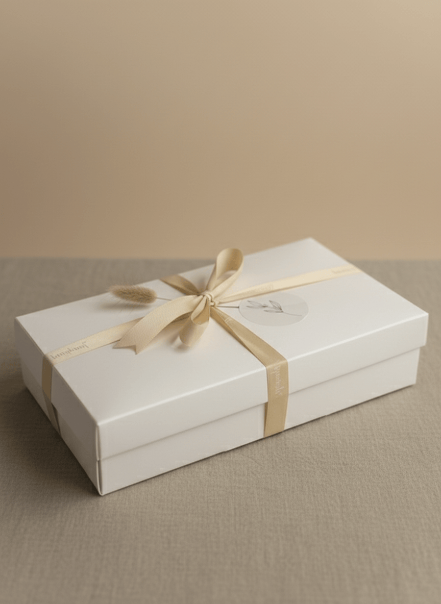 Geschenkverpackung babygeschenk creme