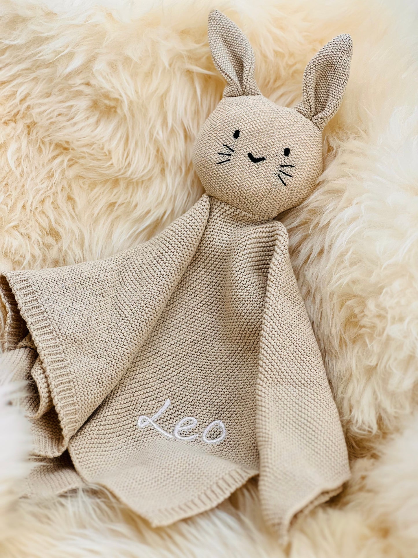 Crocheted beige cuddly bunny