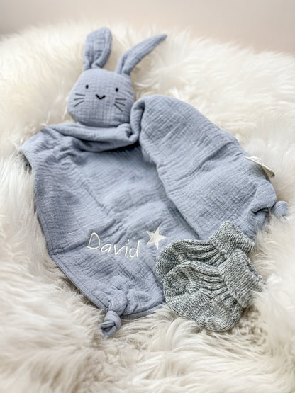 Doudou pour bébé lapin gris 