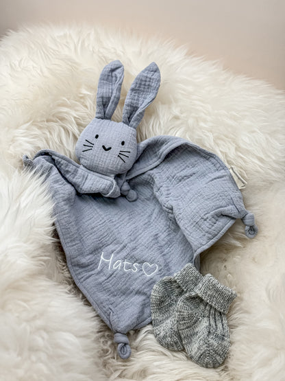 Doudou pour bébé lapin gris 