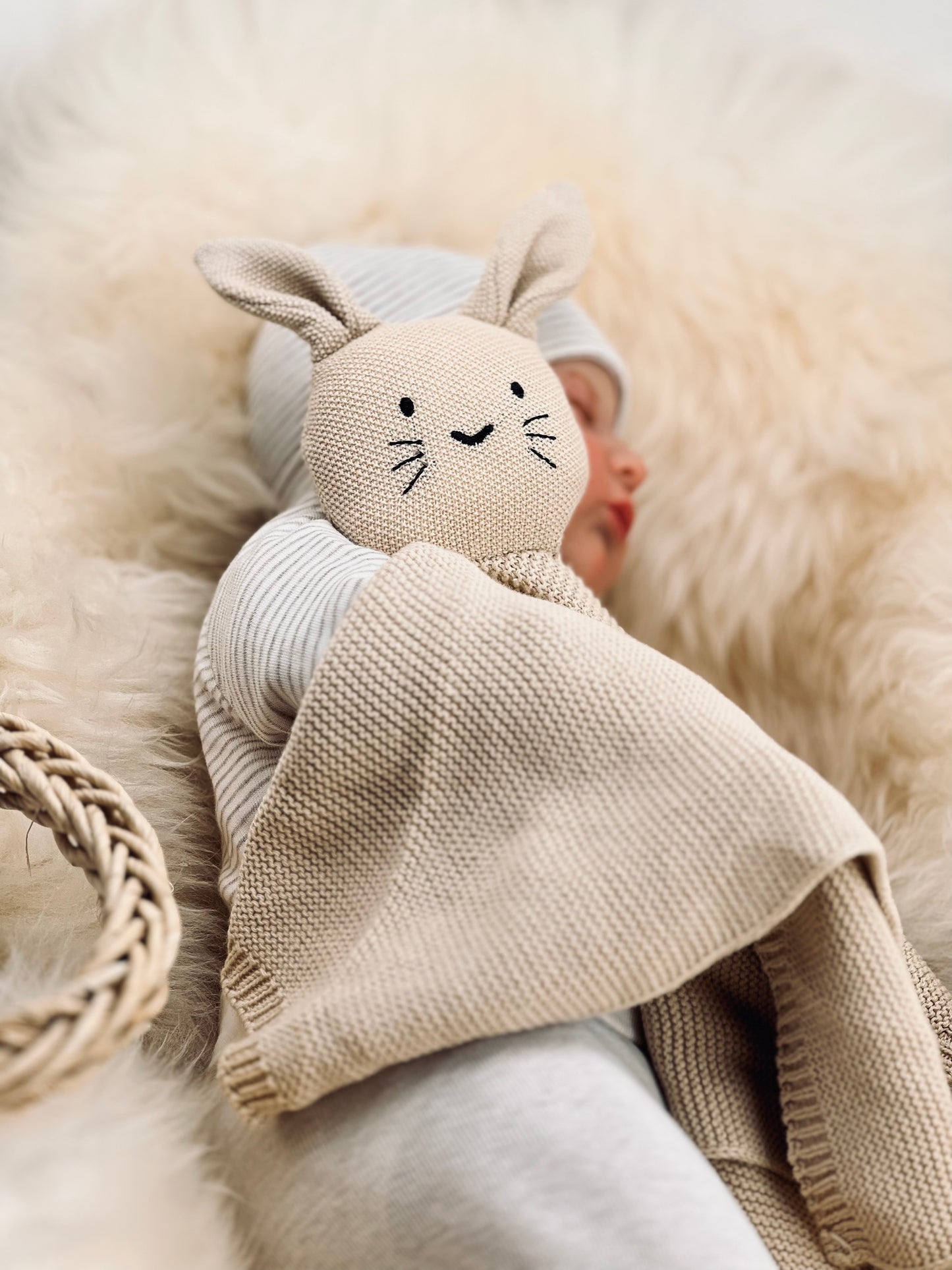 Crocheted beige cuddly bunny