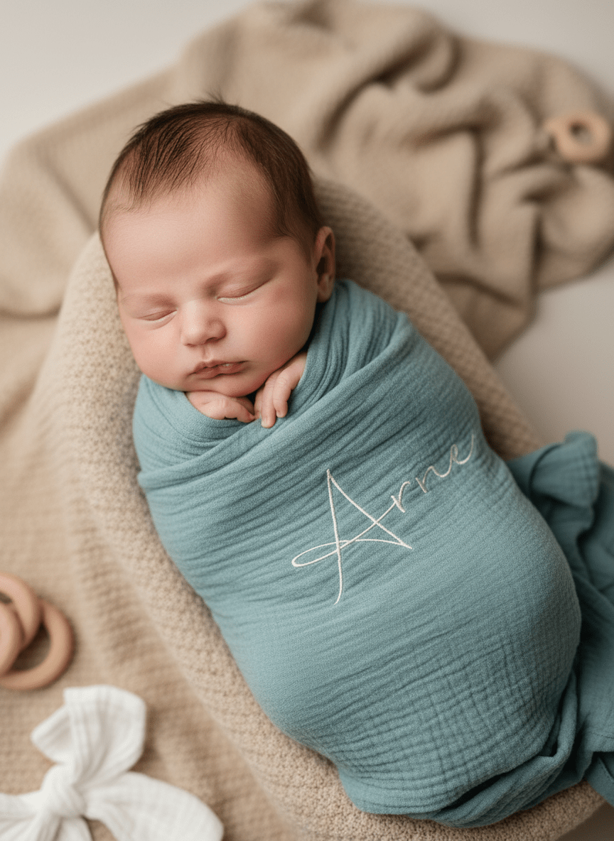 Baby Geschenkset Musselindecke mint