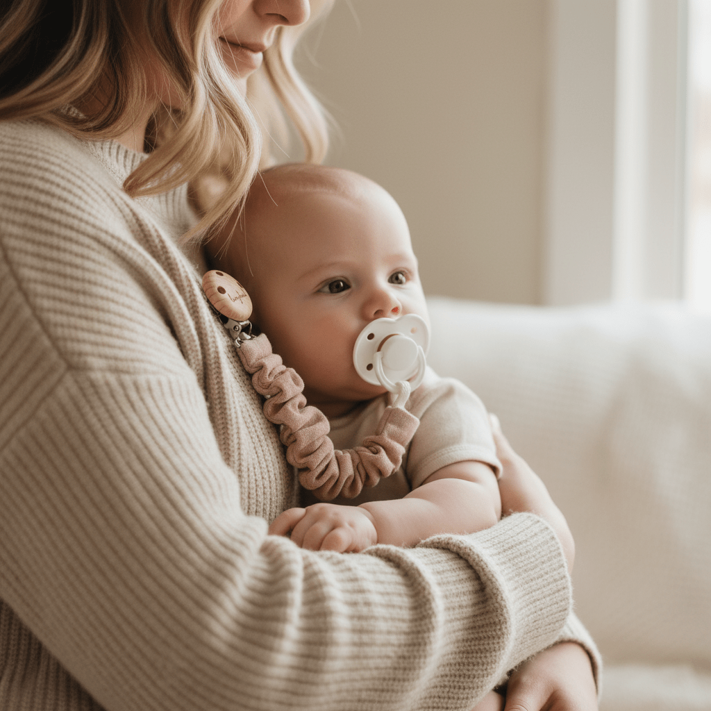 Schnullerkette Baby Musselin blush