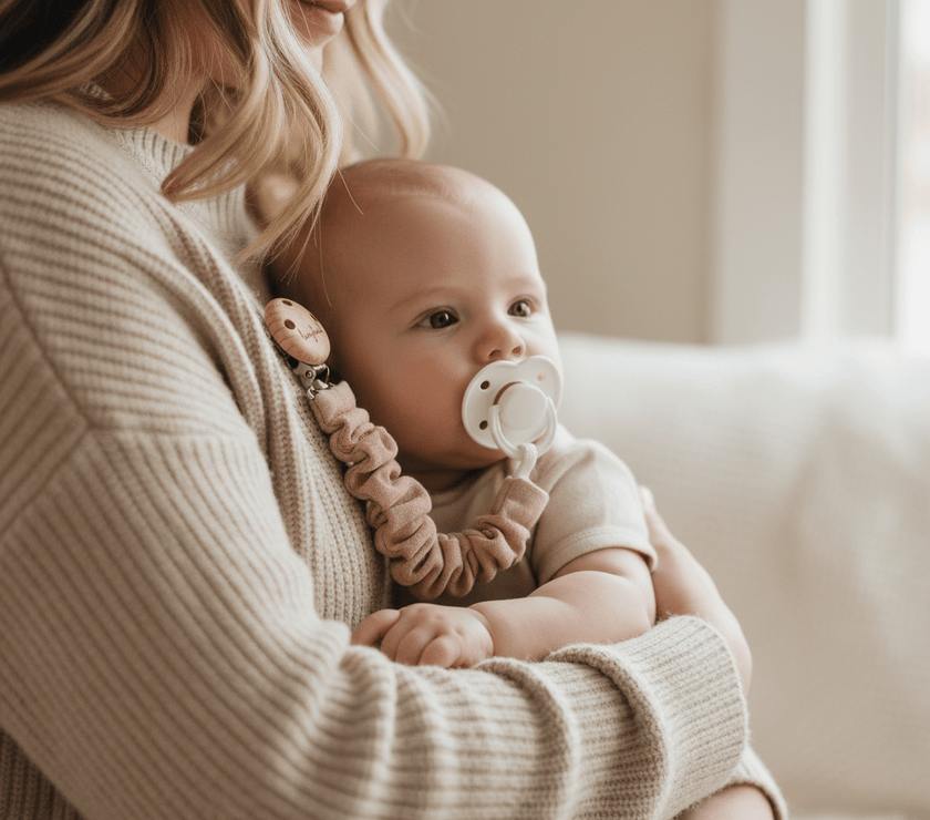 Schnullerkette Baby Musselin blush