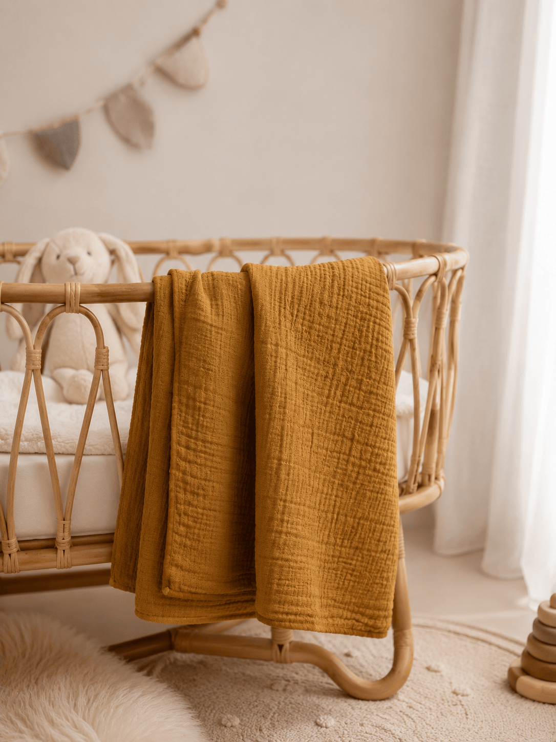 Musselin Babydecke ocker aus (Bio)Baumwolle