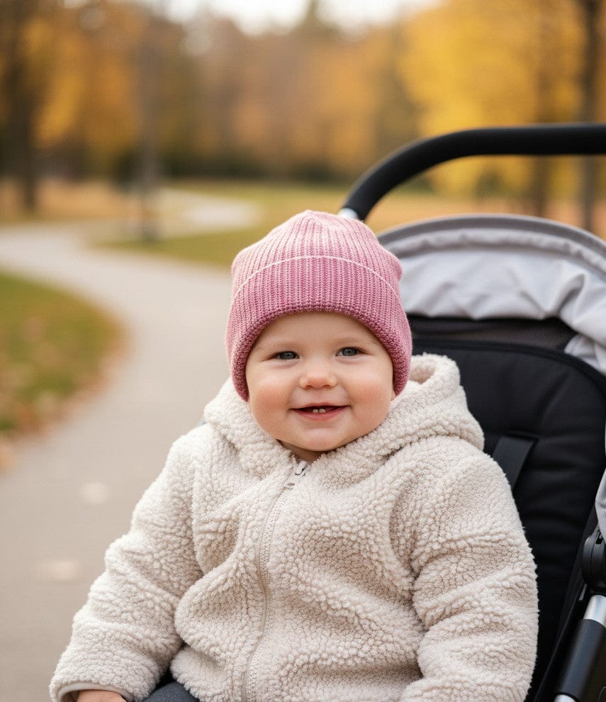 Babymütze / Baby Mütze gestrickt rose draussen