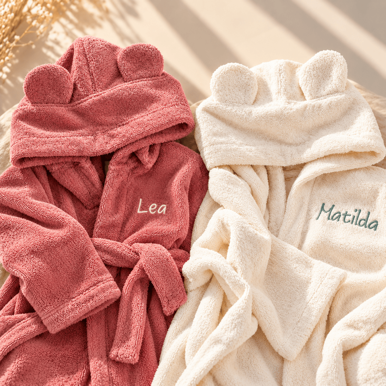 Bademantel Kinder Creme & Rose aus Bio - Baumwolle – Kuschelweich