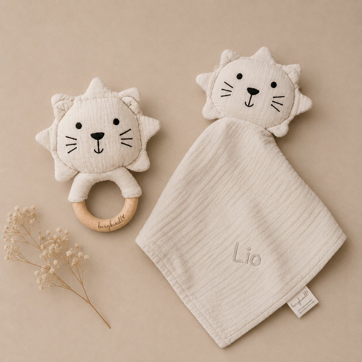 Geschenk zur Geburt – Bundle Löwen creme