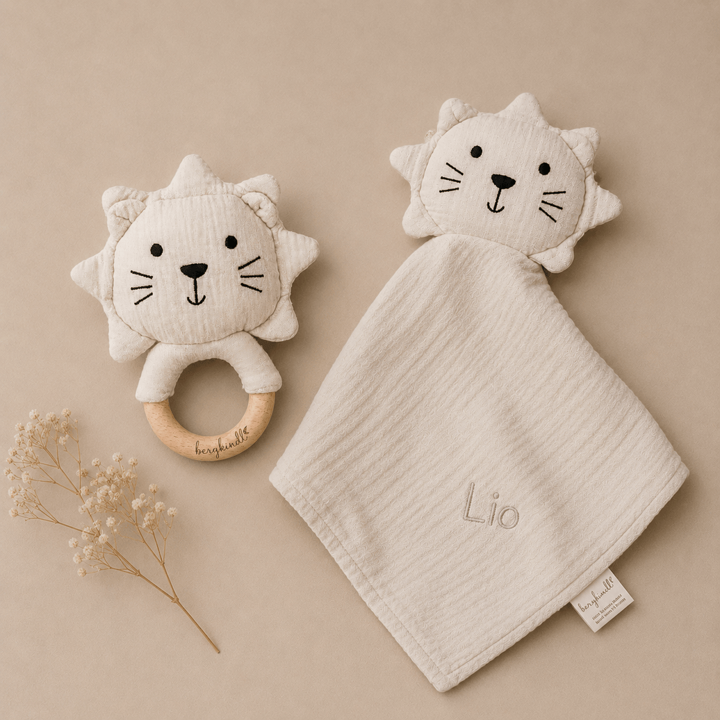Geschenk zur Geburt – Bundle Löwen creme