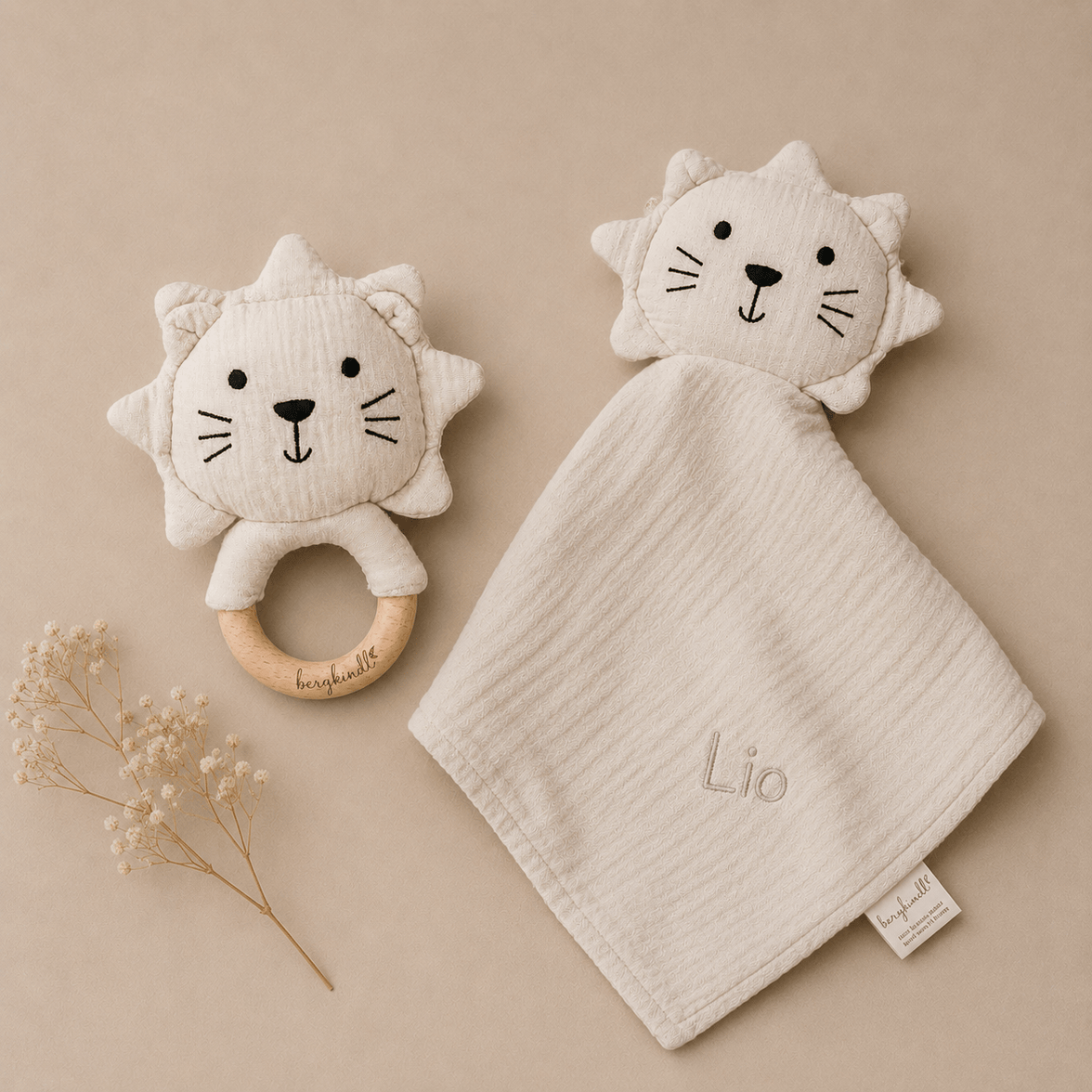Geschenk zur Geburt – Bundle Löwen creme