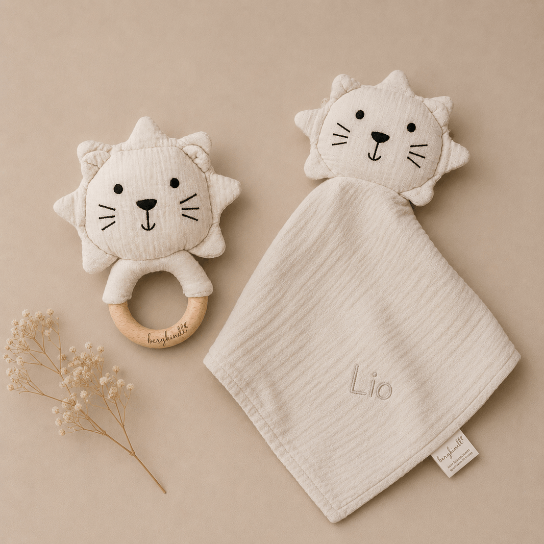 Geschenk zur Geburt – Bundle Löwen creme