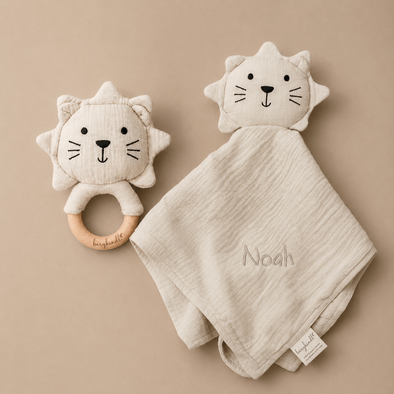 Geschenk zur Geburt – Bundle Löwen creme