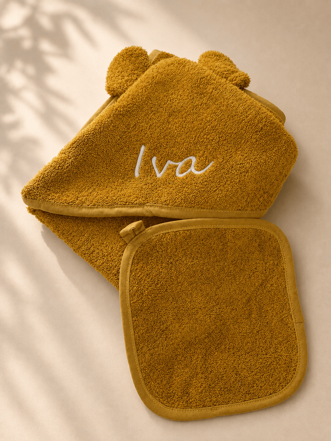 Babyhandtuch 100 %Baumwolle Chai Tea mit Namen Iva