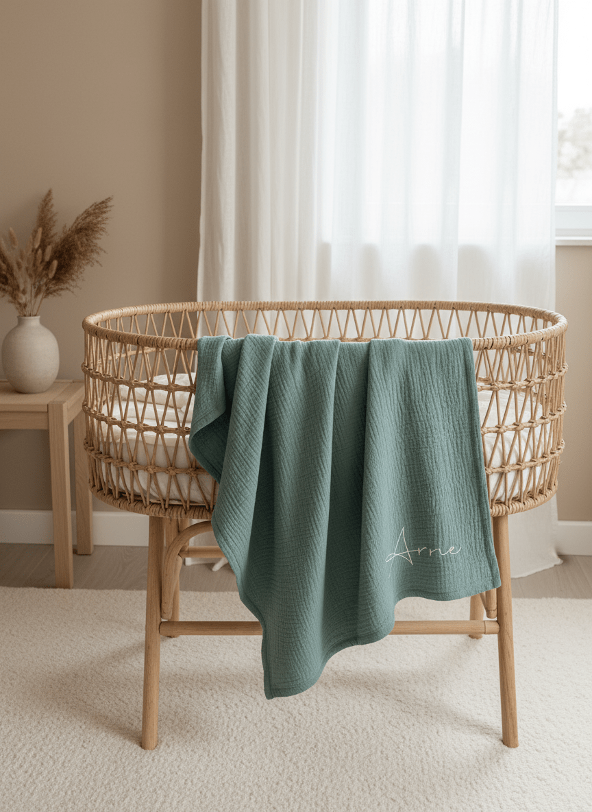 Baby Geschenkset Musselindecke mint