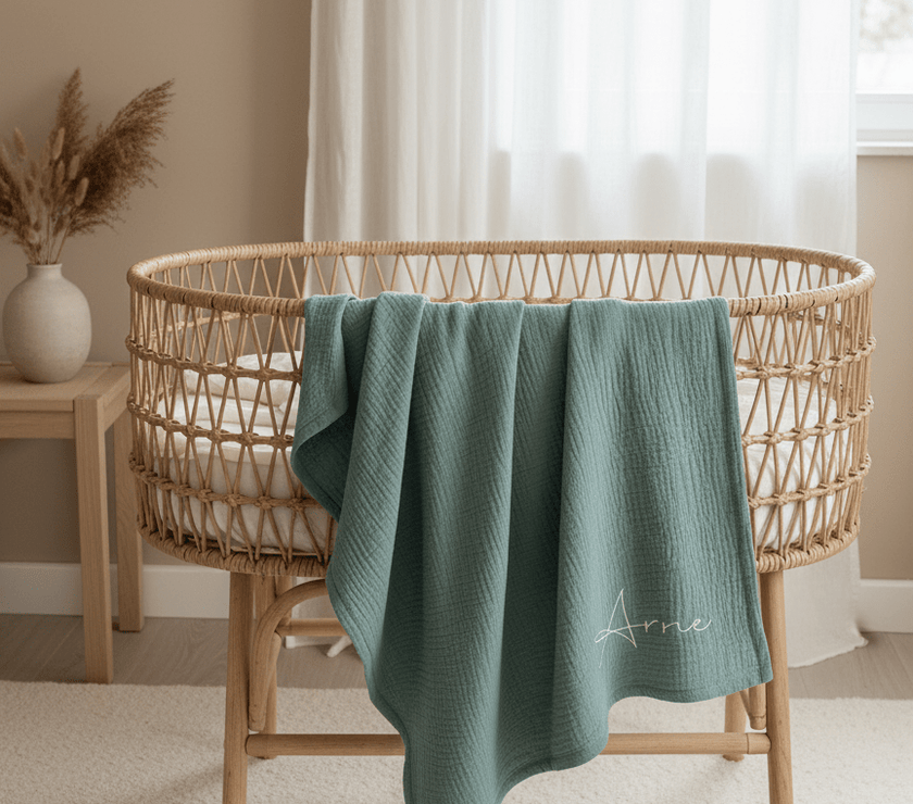 Musselin Babydecke mint aus (Bio)Baumwolle