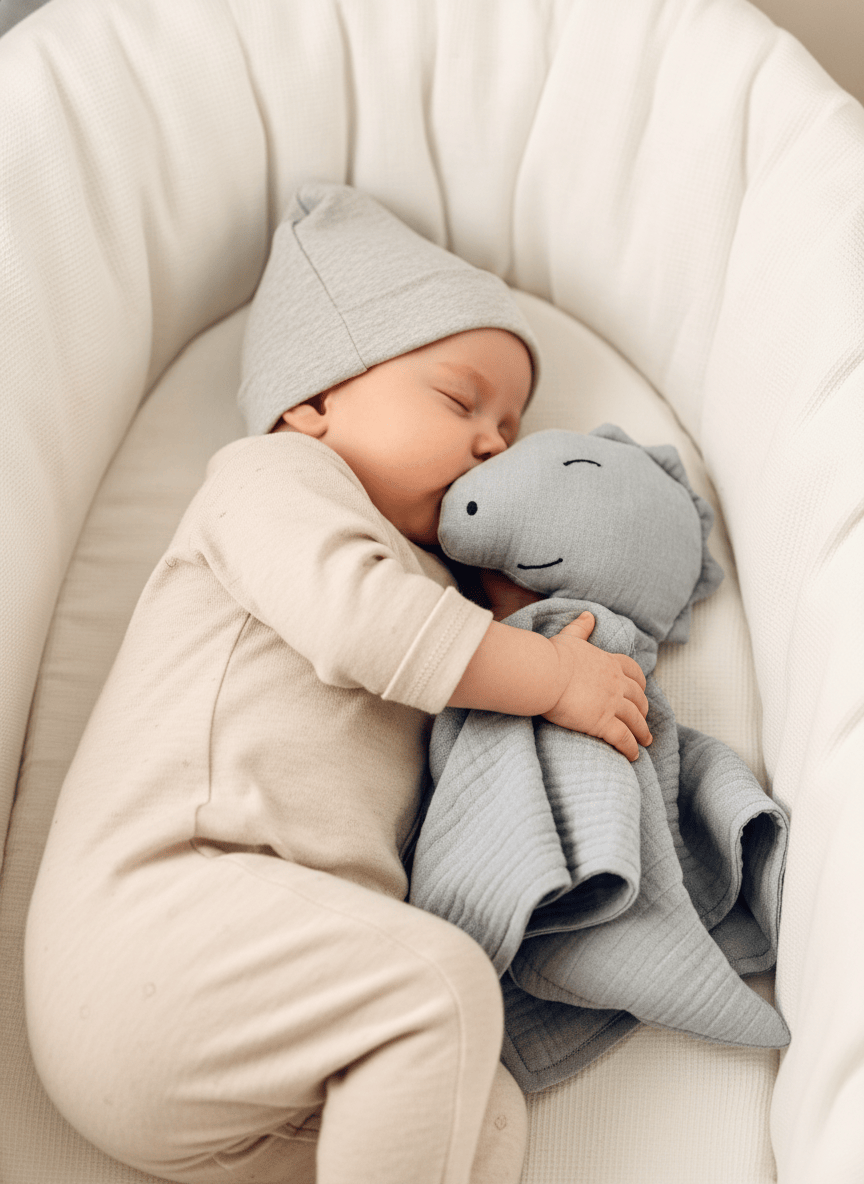 Schmusetuch - Schnuffeltuch Baby Dino gra