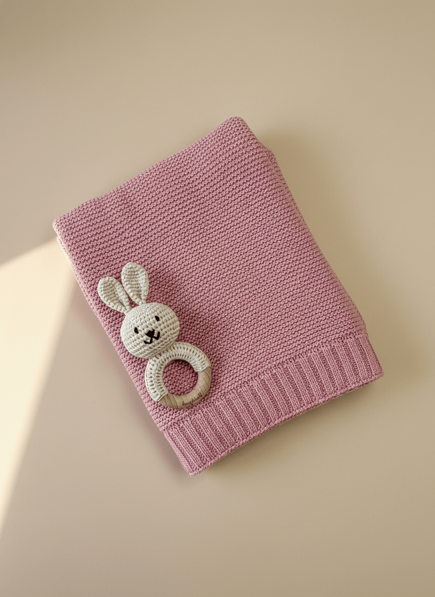 Geschenke zur Geburt Babygirl Decke & Rassel
