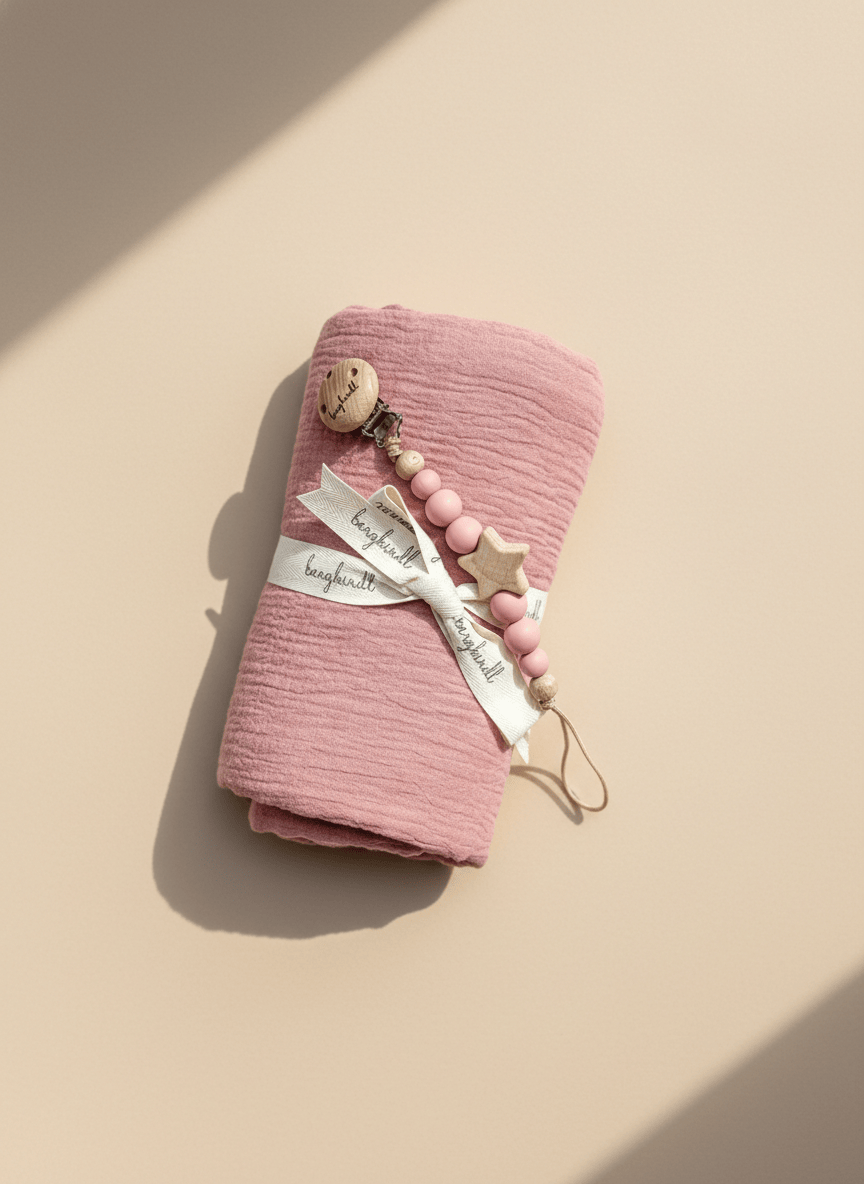 Rosa Geschenk Geburt Musselin