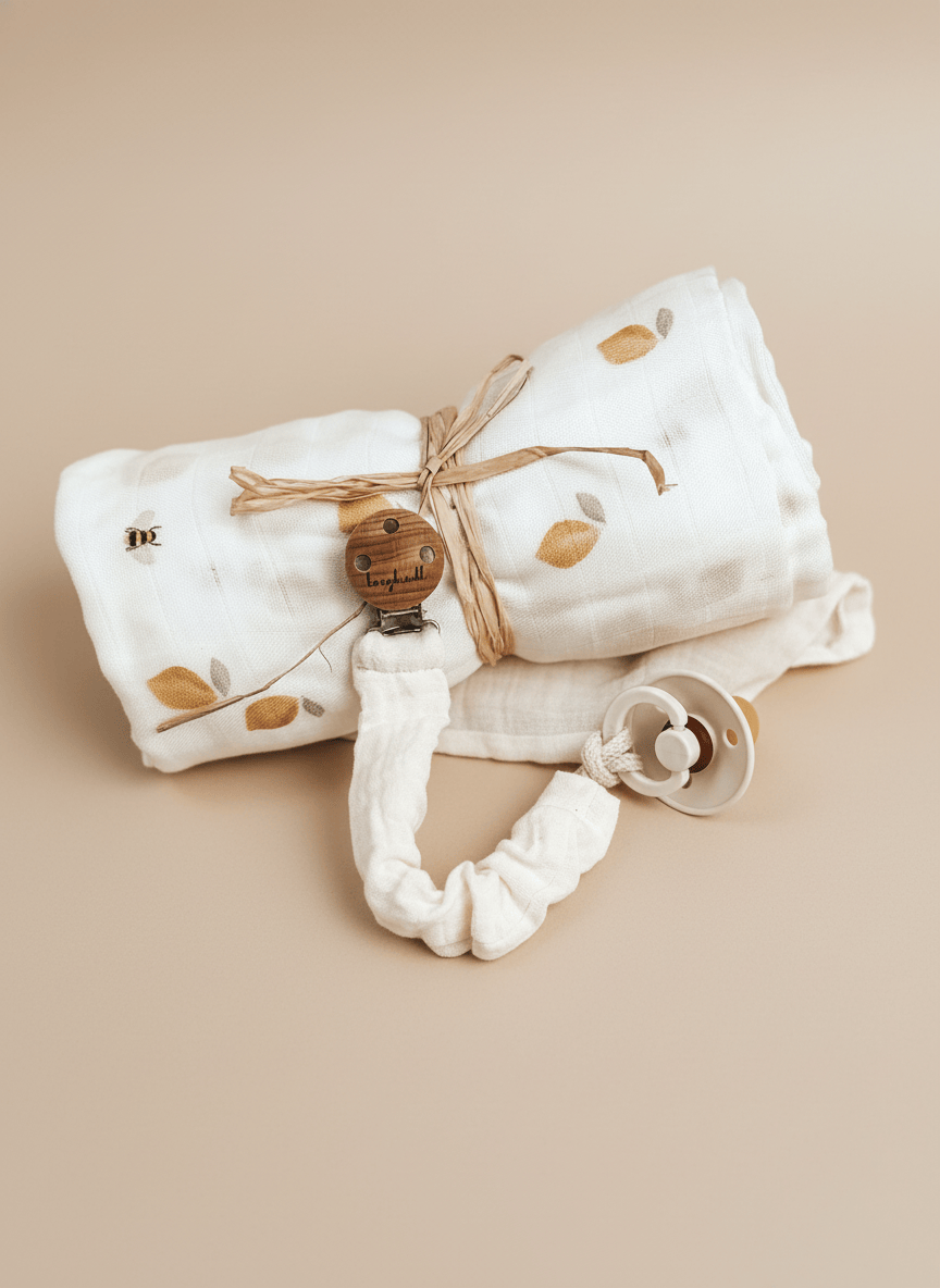 Geschenke zur Geburt Musselindecke Zitrone & Biene