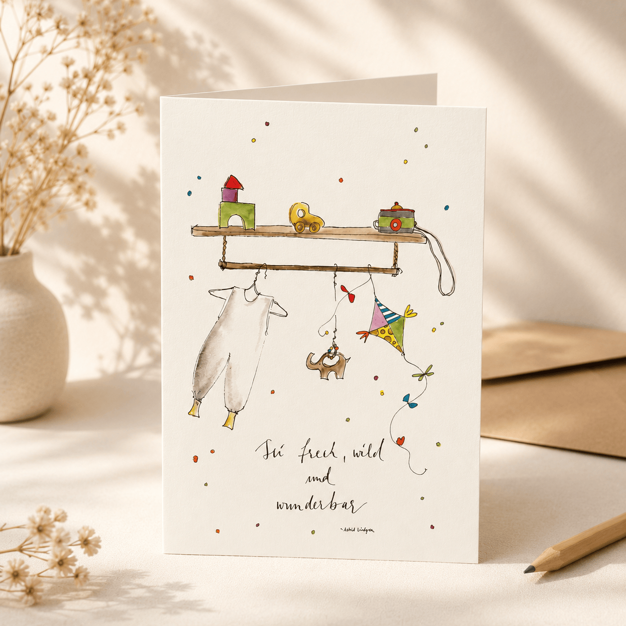 Geschenkkarte Geburt mit Umschlag und spruch