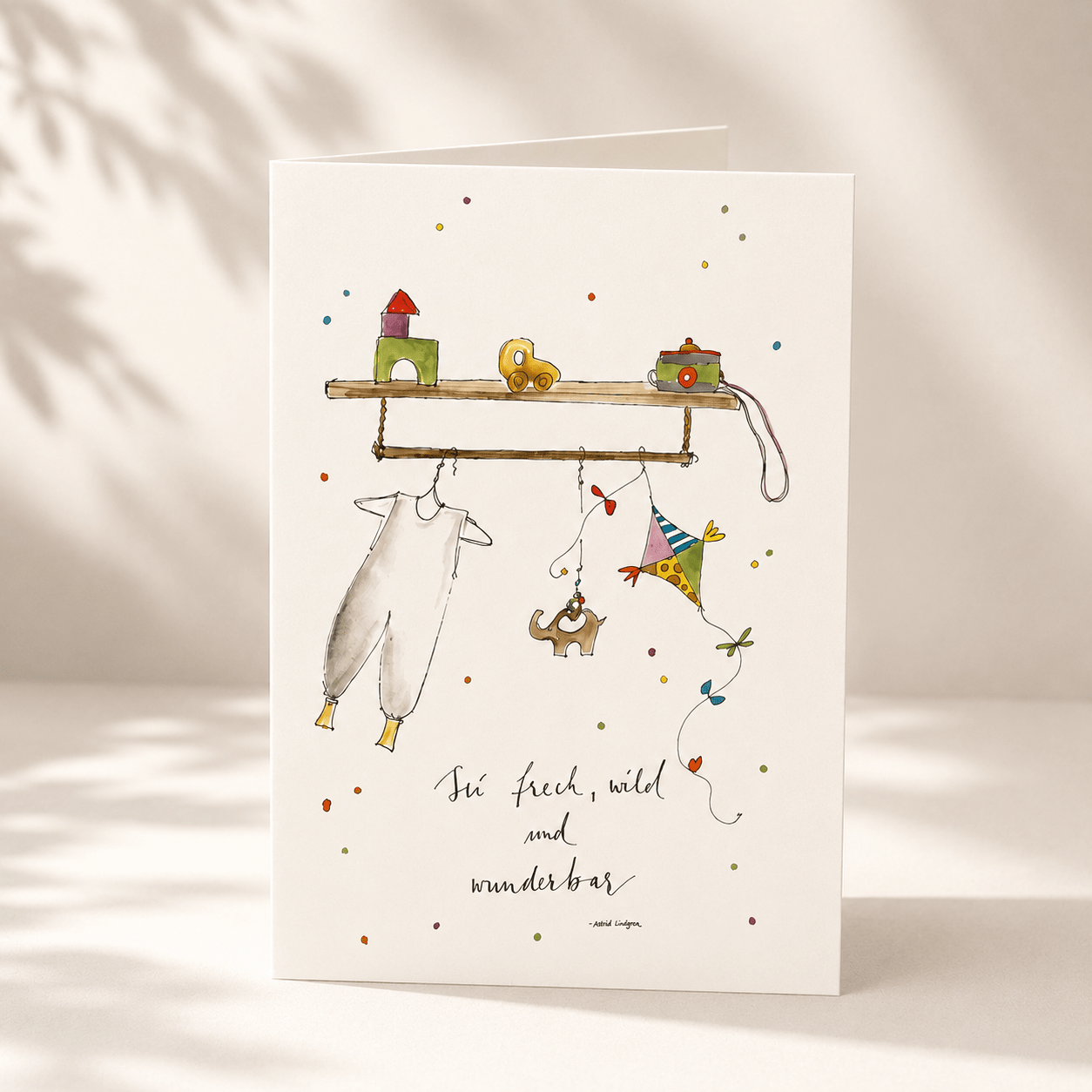 Geschenkkarte Geburt mit Umschlag bunt