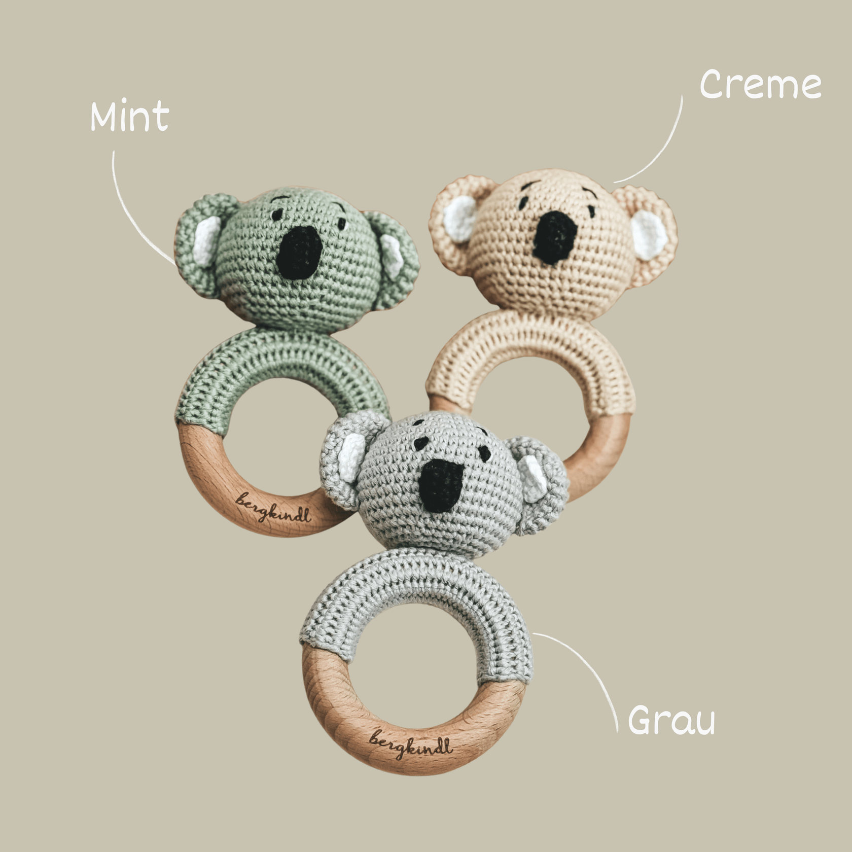 Greifling Koala in drei dezenten Farbtönen