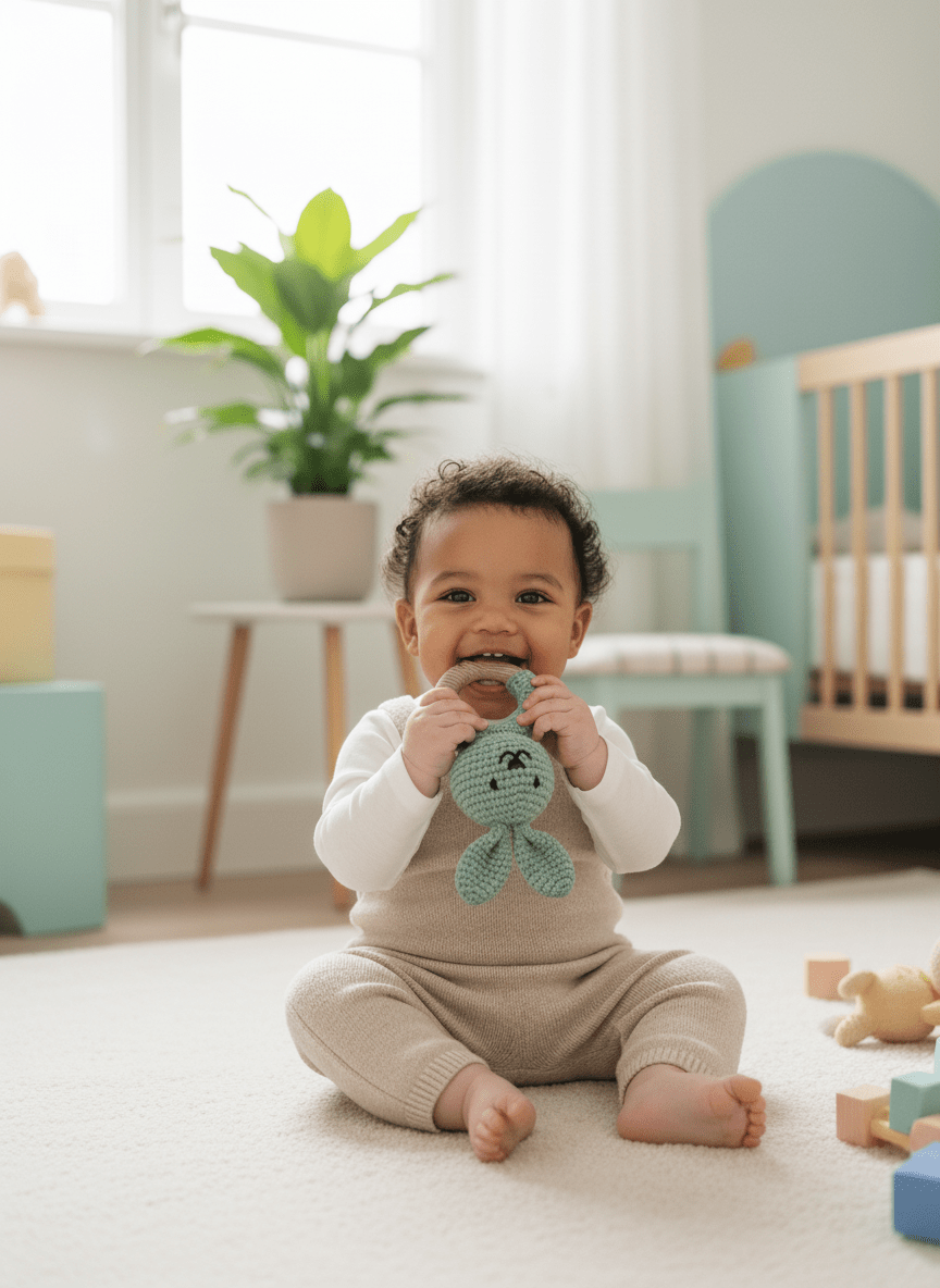 Greifring Baby Hase in der Farbe mint