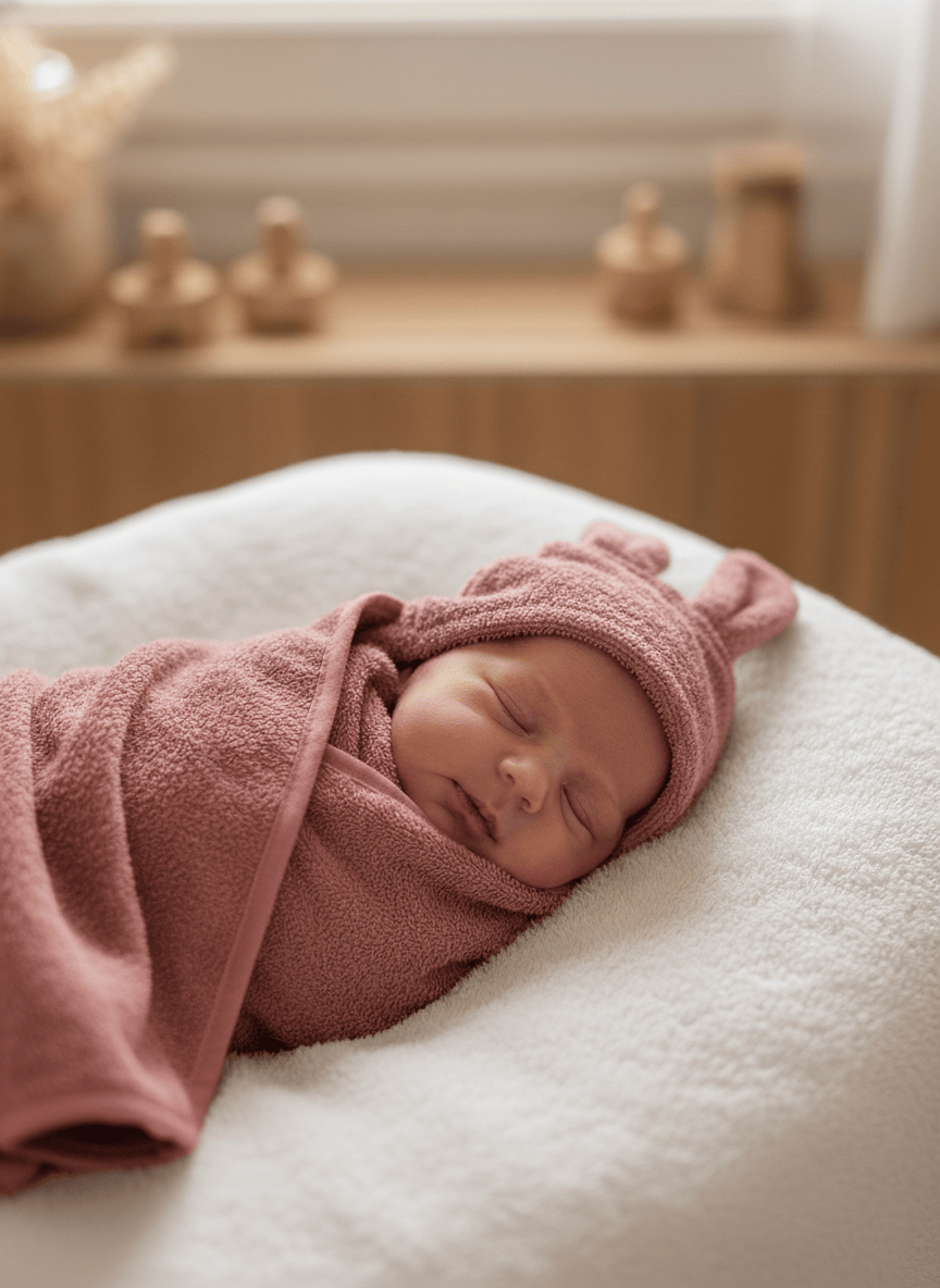 Babyhandtuch rose mit Hasenohren