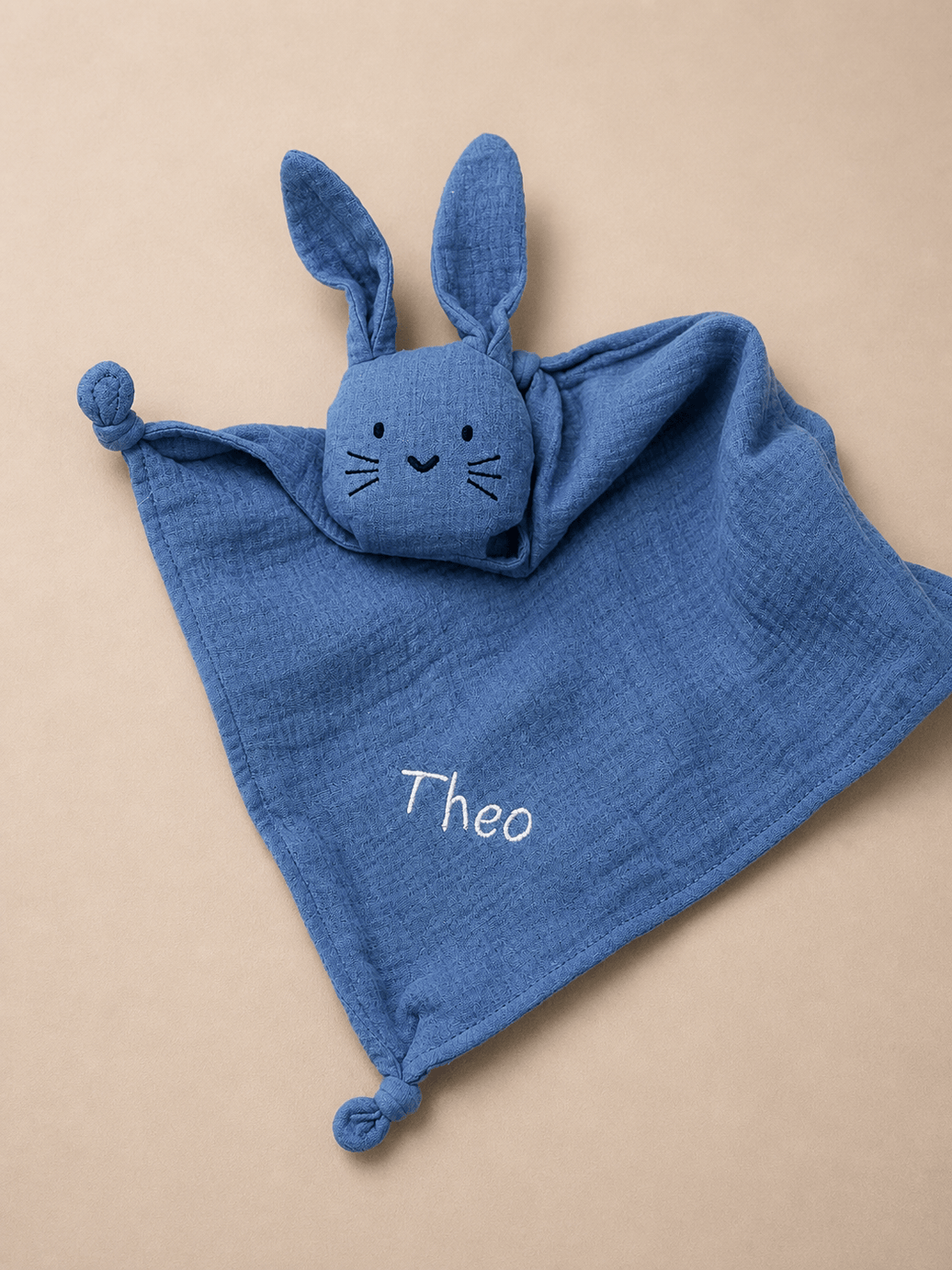 Personalisierte Geschenke baby Hase blau mit Namen