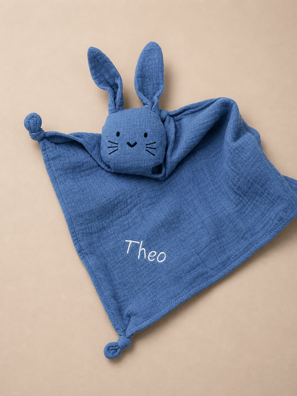 Personalisierte Geschenke baby Hase blau mit Namen