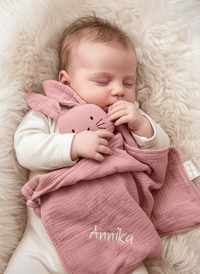 Schnuffeltuch - Schnuffelhase rose mit personalisierung