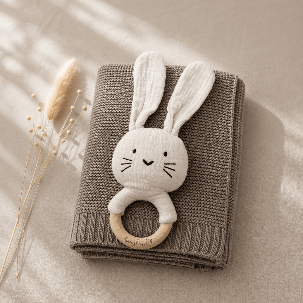 Geschenk zur Geburt – Babydecke in greige 