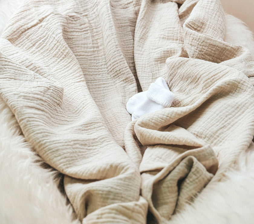 Babydecke aus Baumwolle in Musselin creme