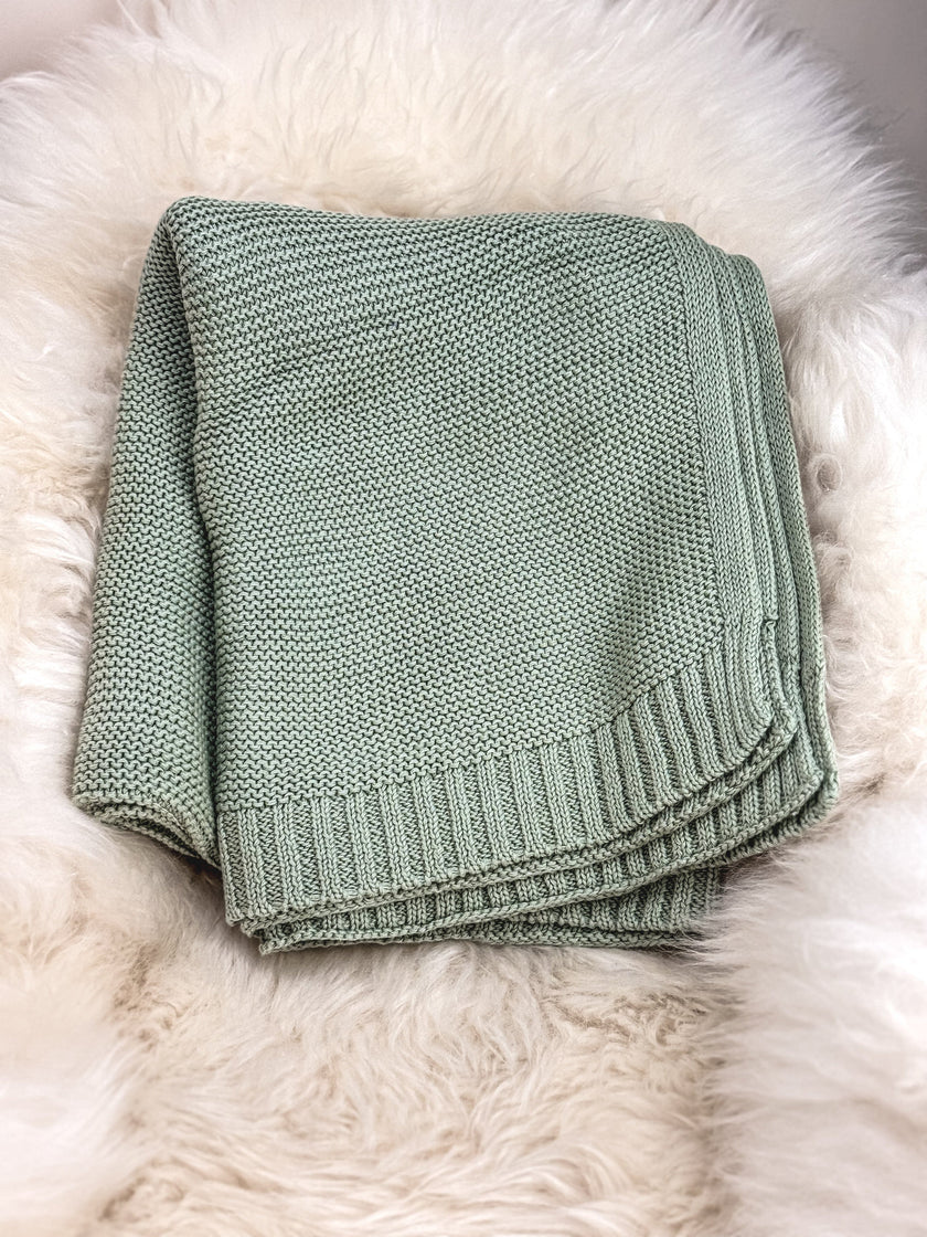 Babydecke / Kuscheldecke Baby
Baby Strickdecke/ salbei 
