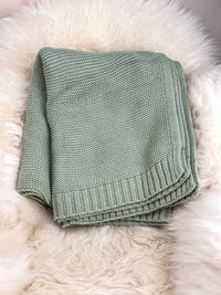 Babydecke / Kuscheldecke Baby
Baby Strickdecke/ salbei 
