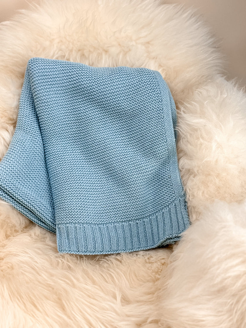 Babydecke / Kuscheldecke Baby
Baby Strickdecke in blau