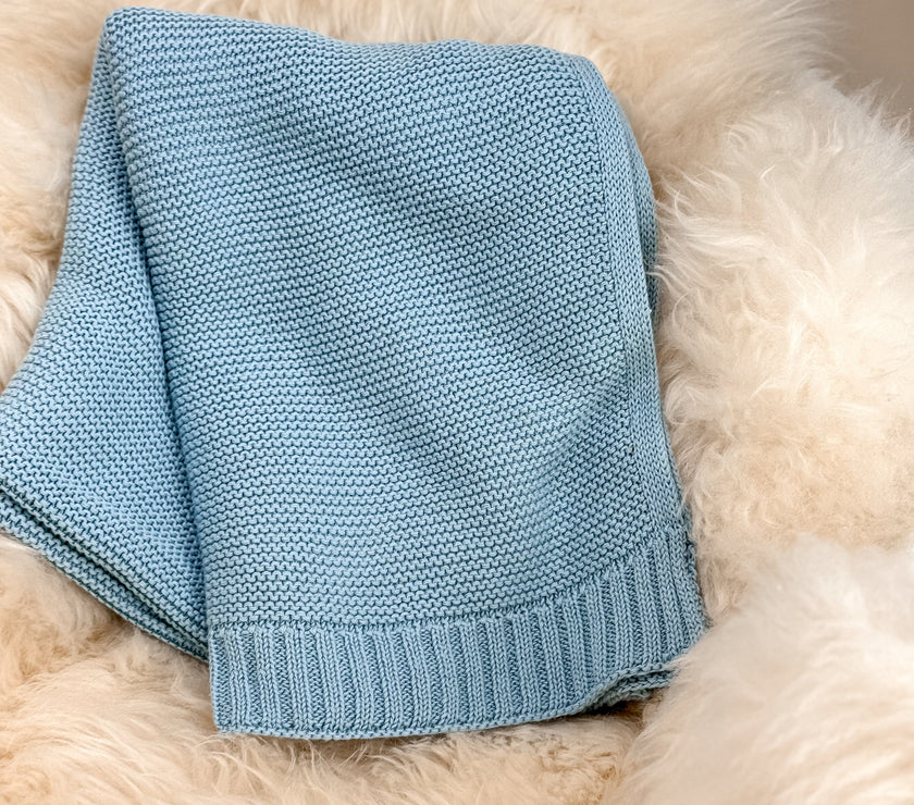 Babydecke / Kuscheldecke Baby
Baby Strickdecke in blau
