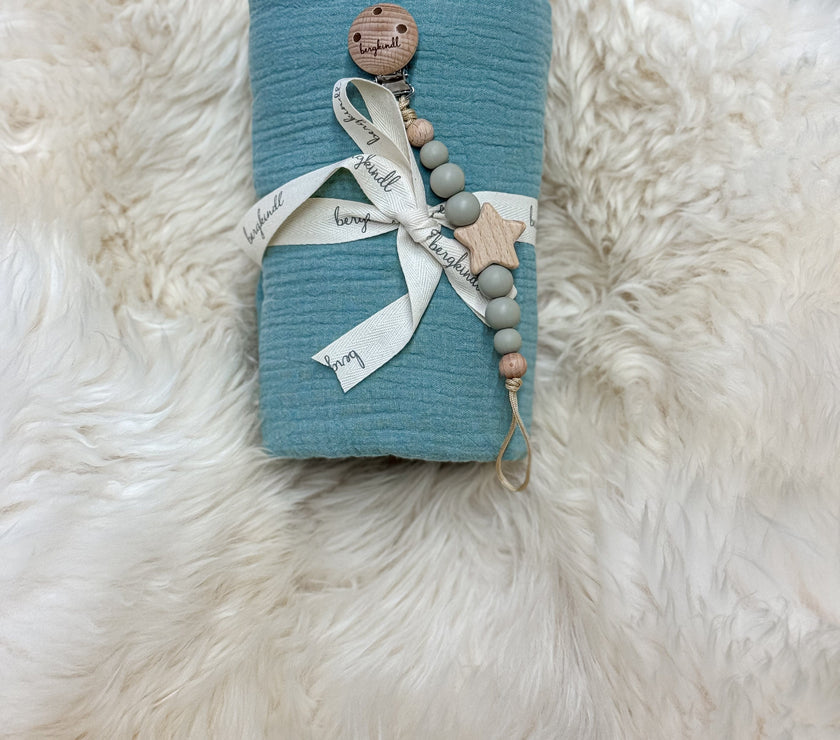 Baby Geschenkset Musselindecke mint