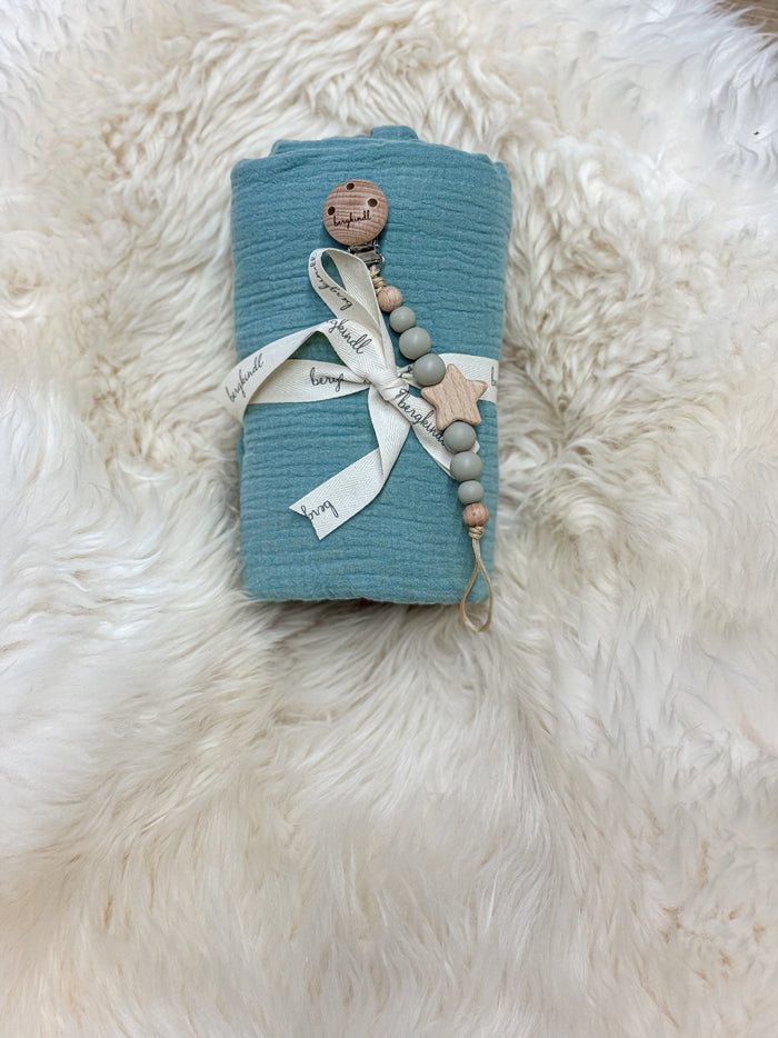 Baby Geschenkset Musselindecke mint