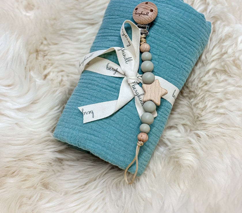 Baby Geschenkset Musselindecke mint