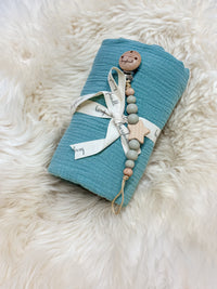 Baby Geschenkset Musselindecke mint