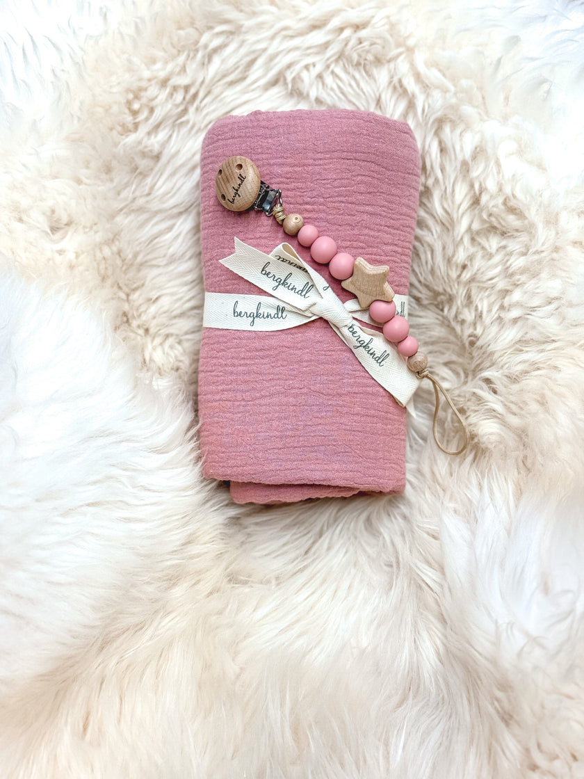 Geschenk Geburt in rose Tönen