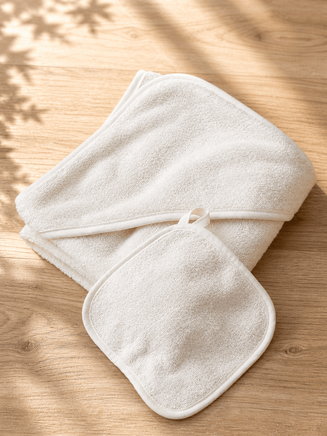Kapuzenhandtuch babybaden in ivory