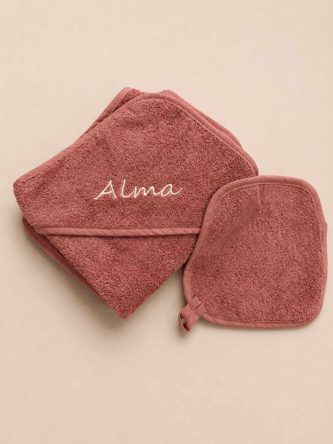 Handtuch Baby Rose mit Namen bestickt