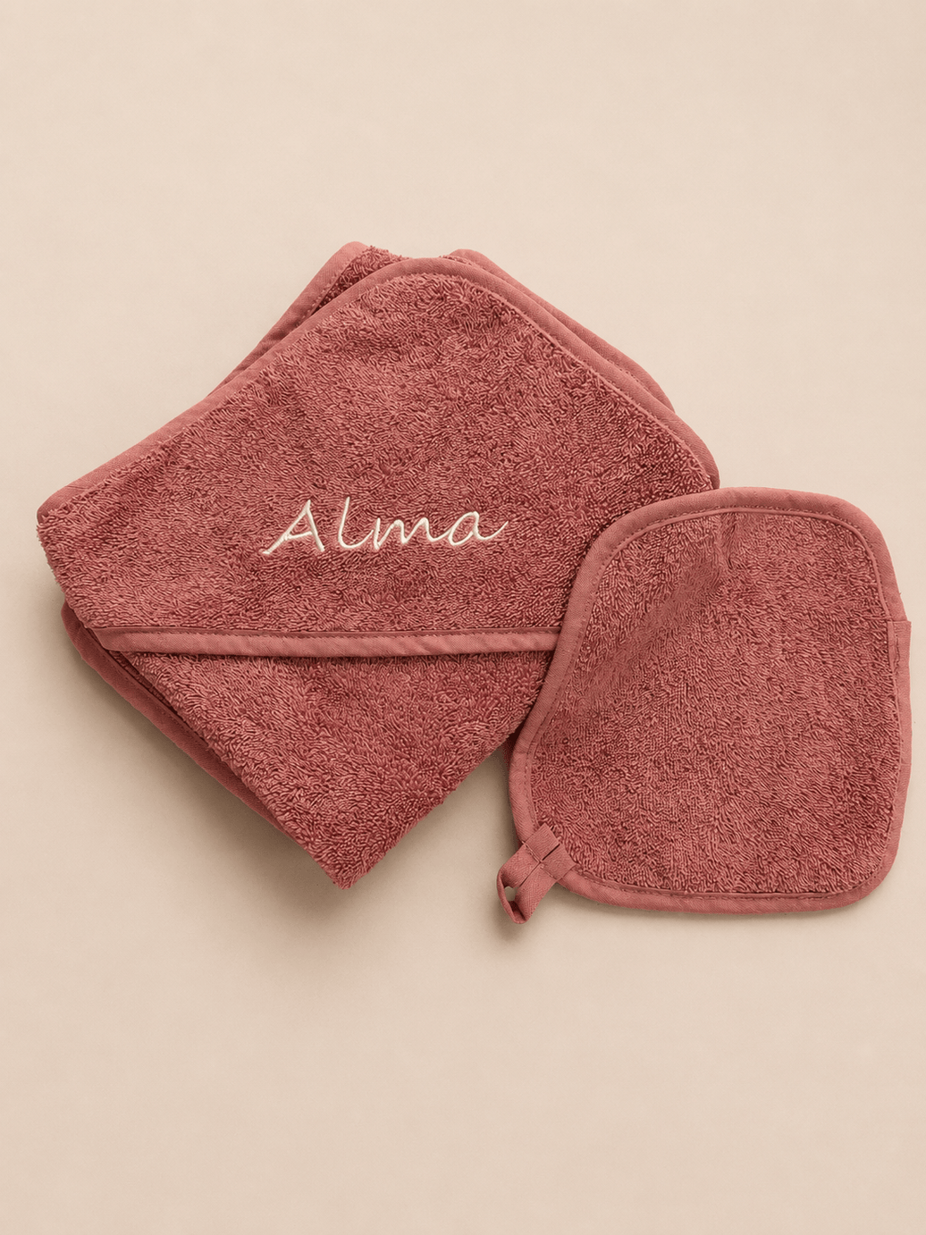 Handtuch Baby Rose mit Namen bestickt