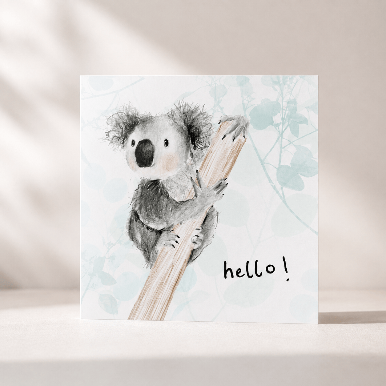Geschenkkarte Geburt mit Koala und Umschlag