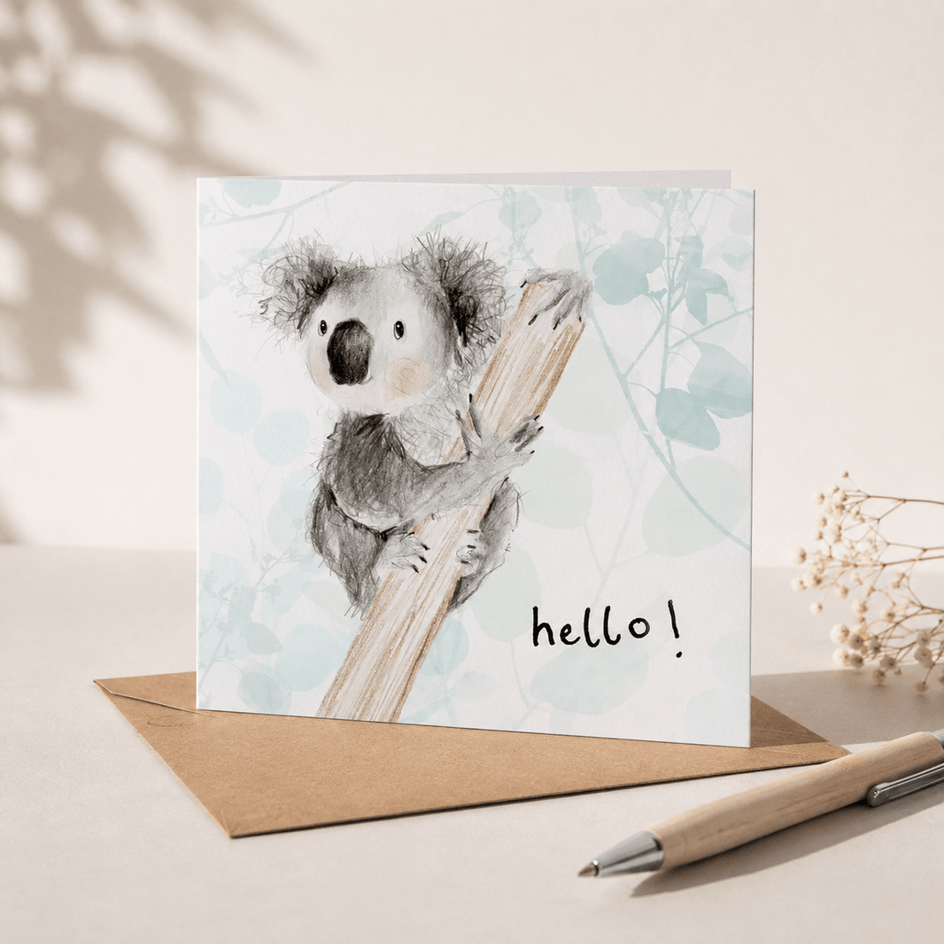 Geschenkkarte Geburt mit Koala und hello