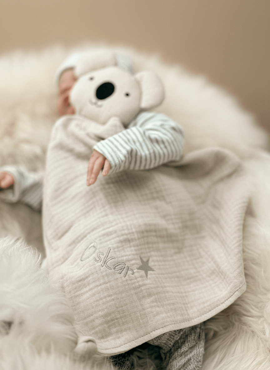 Schmusekoala Creme - aus Bio Musselin